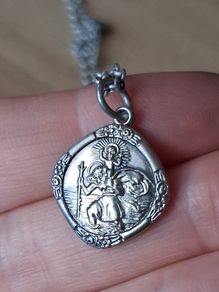 925 silver St. Christopher necklace pendant and chain 17.5 inch
