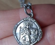 925 silver St. Christopher necklace pendant and chain 17.5 inch