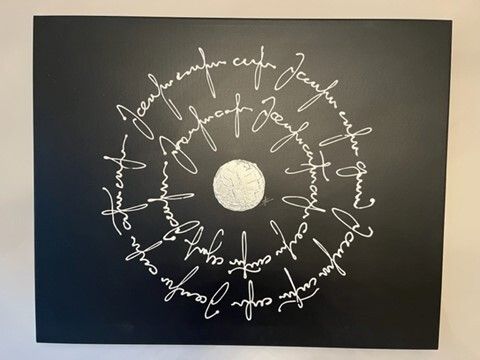 2 matching Black white & silver wall art canvas - Rachel McCann Or Collection