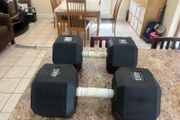 2 X 40kg Rubber Hex Dumbbells.