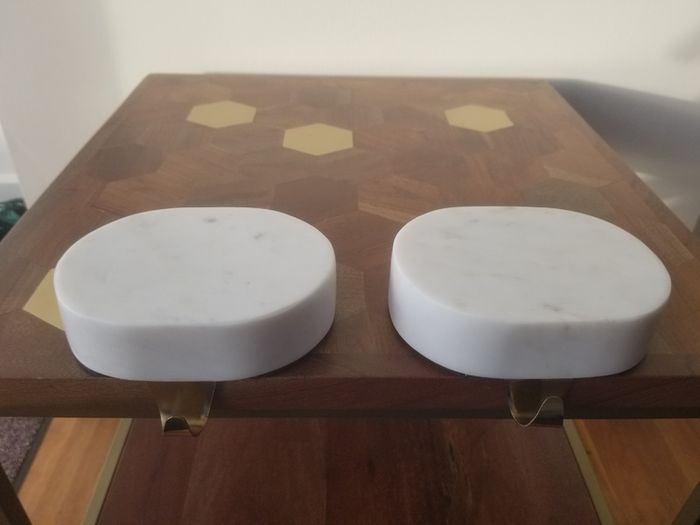 Marble Christmas stocking holders, pair