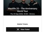 Westlife 25 - The Anniversary World Tour Ticket