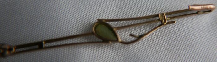 Vintage Edwardian 9ct Gold Bar Brooch With Ametyst 1.7g And Box