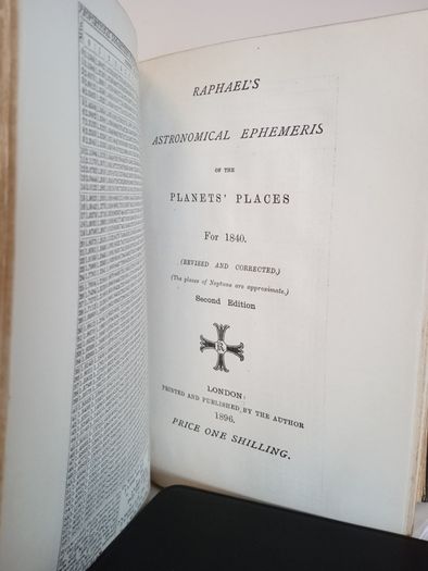 Raphael's Astronomical Ephemeris of the Planets' Places for 1830 -1849. Printed and Published by the Author (HQ780)