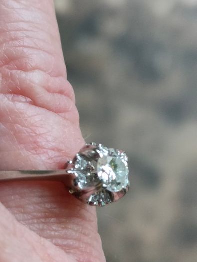 Diamond cluster engagement ring with papers