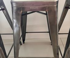 Set of 3 Genuine Tolix Bar Stools- Silver Metal