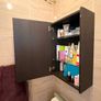 Wall Mounted Mirrored Bathroom Cabinet Dark Wood Effect Image 3