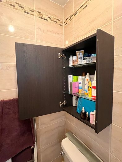 Wall Mounted Mirrored Bathroom Cabinet Dark Wood Effect