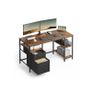 Modern Office Desk with Drawers & Shelves  Rustic Vintage Brown or Natural Oak-White Image 2