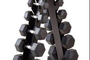 Hex Dumbbells 2.5kg - 25kg &amp; storage rack (new)