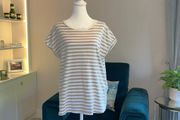 Ladies Short Sleeved Cream &amp; Beige Stripped Tee Shirt from F&amp;F