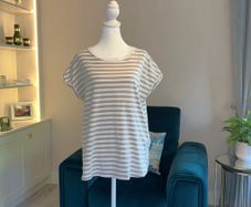 Ladies Short Sleeved Cream & Beige Stripped Tee Shirt from F&F