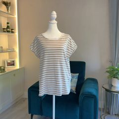 Ladies Short Sleeved Cream & Beige Stripped Tee Shirt from F&F