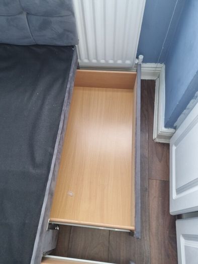 single velvet bed wite large drawers