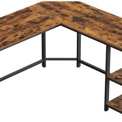 _Corner Desk, L-Shaped Computer Table, Study Table, with Storage Shelf, for Home Office, Easy Assembly, Industrial Style