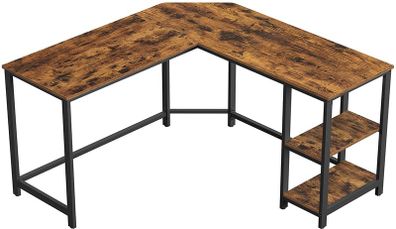 _Corner Desk, L-Shaped Computer Table, Study Table, with Storage Shelf, for Home Office, Easy Assembly, Industrial Style