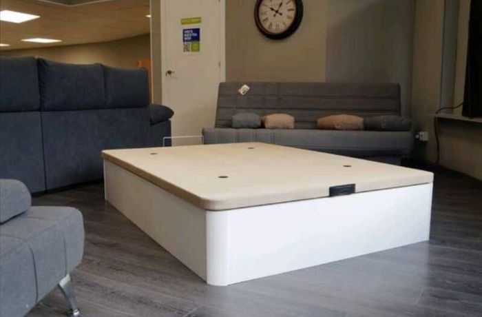 White Ottoman Storage Bed - King