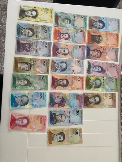 Venezuela, Full Set 21 PCS 2- 500 Soberanos & 2-100000 Bolivares 2007-2018 UNC Original Notes