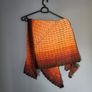 Handmade crochet triangle shawl wrap. Orange brown  gradient ombre lacy shawl Image 2
