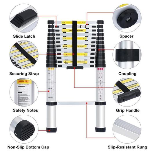 3.8m Aluminium Multi Purpose Telescopic Ladder Extendale Extension Steps New