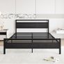 King Size Bed Frame with Wood Headboard,Heavy Duty Metal Platform Image 7