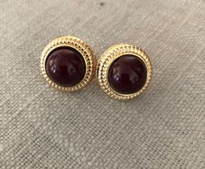 Earrings gold and burgundy