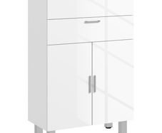 Bathroom cabinet, bathroom chest, 2 drawers, adjustable shelf, wood, white