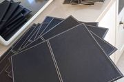 Eight Black Placemats &amp; Eight Black Coasters