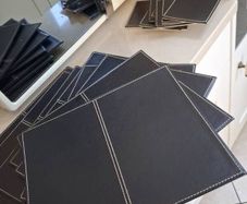 Eight Black Placemats & Eight Black Coasters
