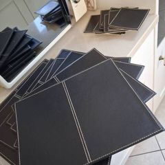 Eight Black Placemats & Eight Black Coasters
