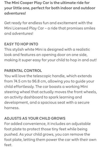 Mini Cooper Childs Car
