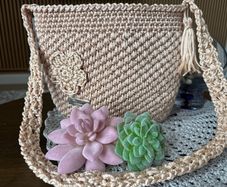 Handmade Crochet Shoulder Bag Beige
