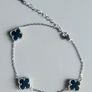 925 sterling silver four leaf clover bracelet black Image 2