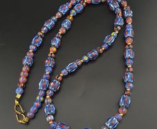 Vintage Venetian Style MultiColor Chevron Glass Beads Necklace