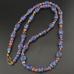 Vintage Venetian Style MultiColor Chevron Glass Beads Necklace