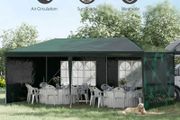 6x3 m Party Tent Gazebo Marquee Outdoor Patio Canopy Shelter with Windows and Side Panels, Green
