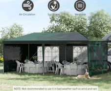 6x3 m Party Tent Gazebo Marquee Outdoor Patio Canopy Shelter with Windows and Side Panels, Green