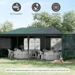6x3 m Party Tent Gazebo Marquee Outdoor Patio Canopy Shelter with Windows and Side Panels, Green
