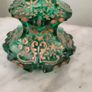 Antique bohemian cut glass perfume bottle with gold enamel design Image 3