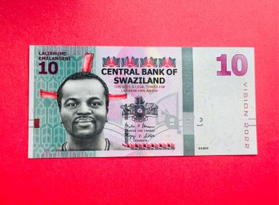 Swaziland  10  Emalangeni  2015  Pick 41a.  ( Uncirculated )
