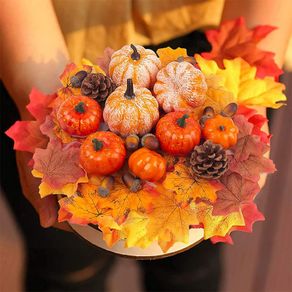 Autumn Decorations,Halloween Decorations,Pumpkins Decorations,86pcs Artificial Maple Leaves,Harvest Pumpkin,Acorns, Pine Cones and Gourds Set,DIY Autumn Decor for Garland,Thanksgiving Party Decor