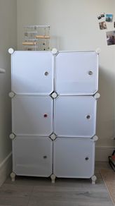 6 cube storage unit with doors.
