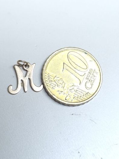 Vintage 9ct Solid Gold Letter M Initial Pendant Charm Hallmarked
