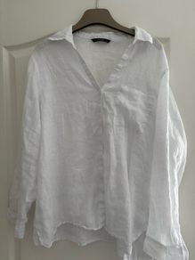 Dunnes White Long sleeve Linen Blouse