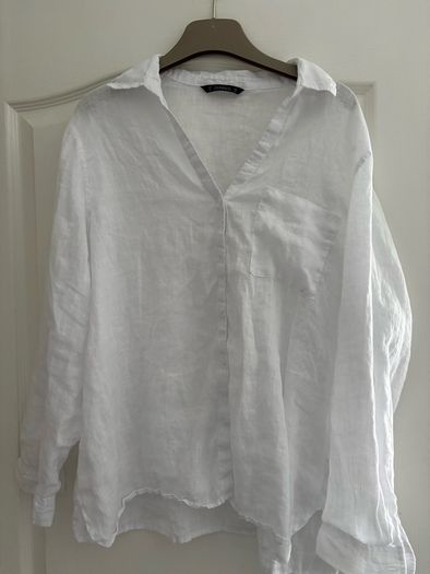 Dunnes White Long sleeve Linen Blouse