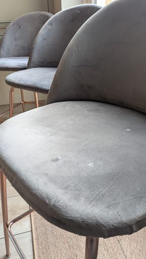 3 Pebble & Leaf Luxe Diamond Velvet Bar Stools