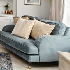 Blue velvet loveseat