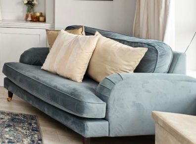 Blue velvet loveseat