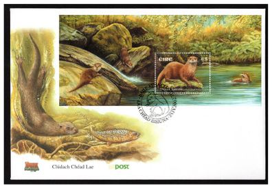 2002 Ireland Irish Mammals Otter Commemorative Stamp Miniature Sheet An Post First Day Cover (FDC)