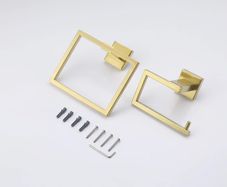 Toilet roll holder and towel ring set
